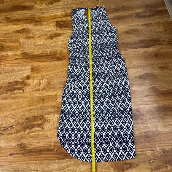 Banana Republic Blue & White Sleeveless Maxi CrissCross Back Dress Size XL READ - Picture 13 of 14